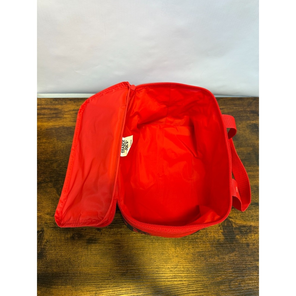 NEW! Trader Joe's Brand New Mini Insulated Tote Bag Red Black Lunchbox Lunch Bag - Picture 8 of 12